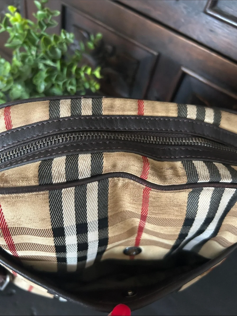 Beautiful Beige Plaid Crossbody Messenger Bag